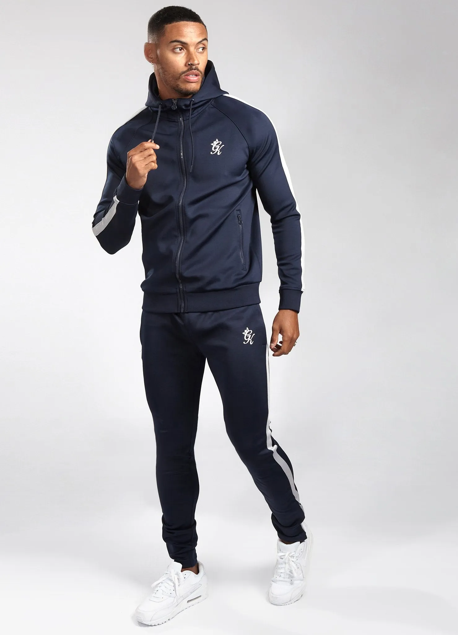 Gym King Basis Poly Tracksuit Set - Navy/Grey Marl