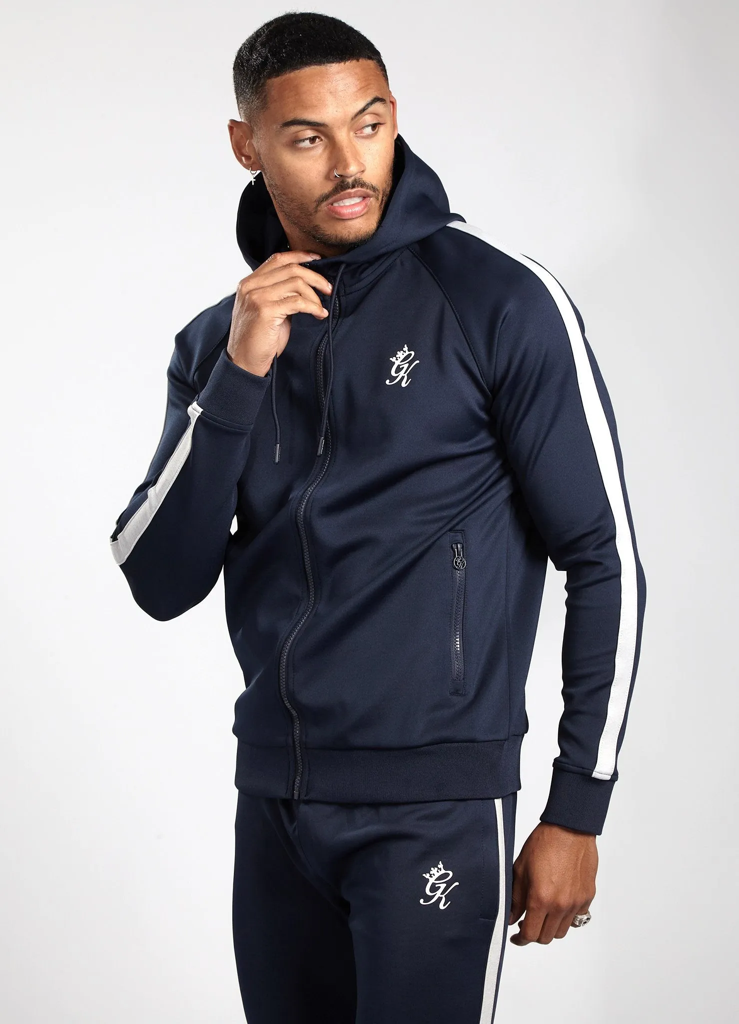 Gym King Basis Poly Tracksuit Set - Navy/Grey Marl