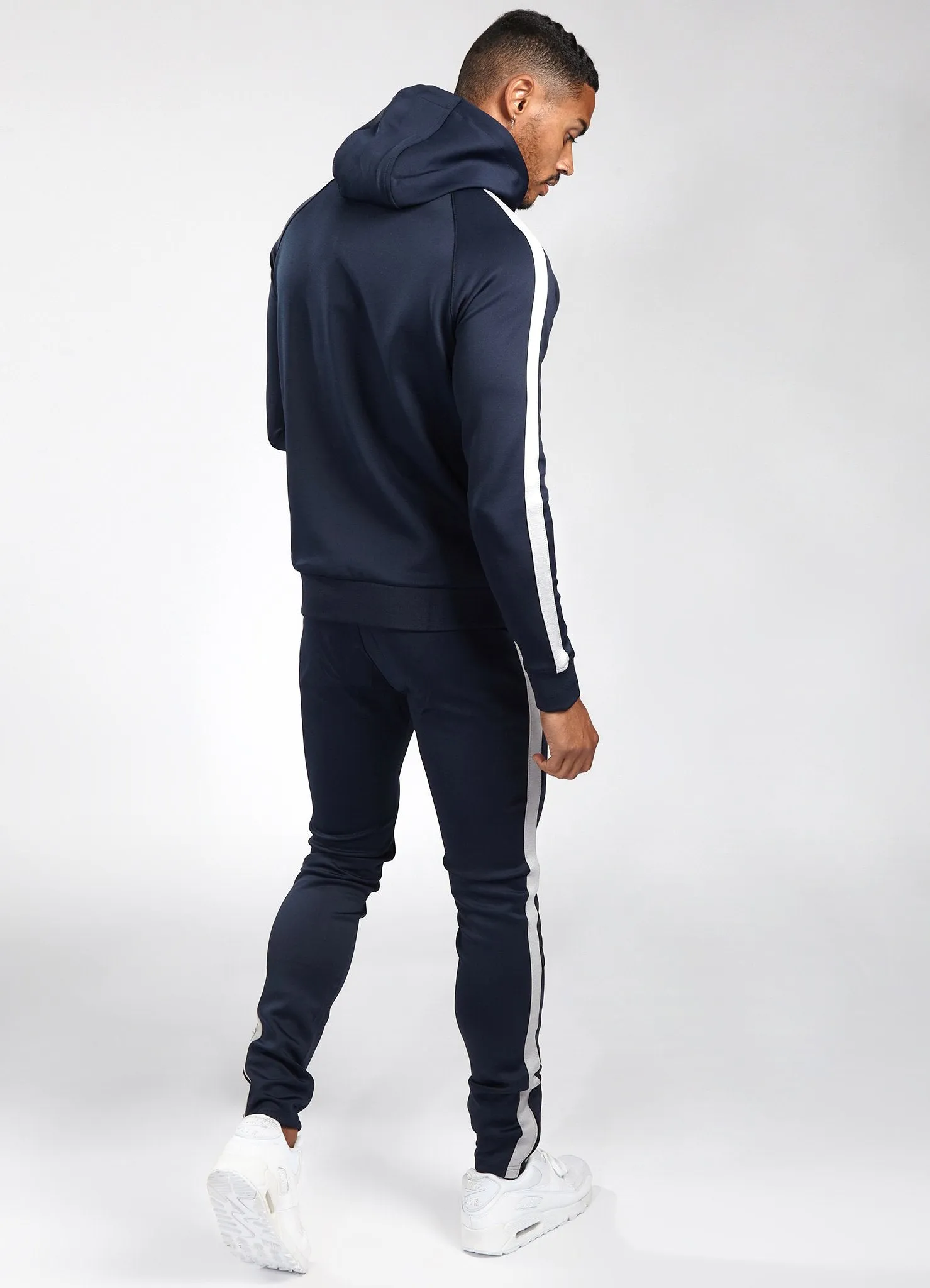 Gym King Basis Poly Tracksuit Set - Navy/Grey Marl