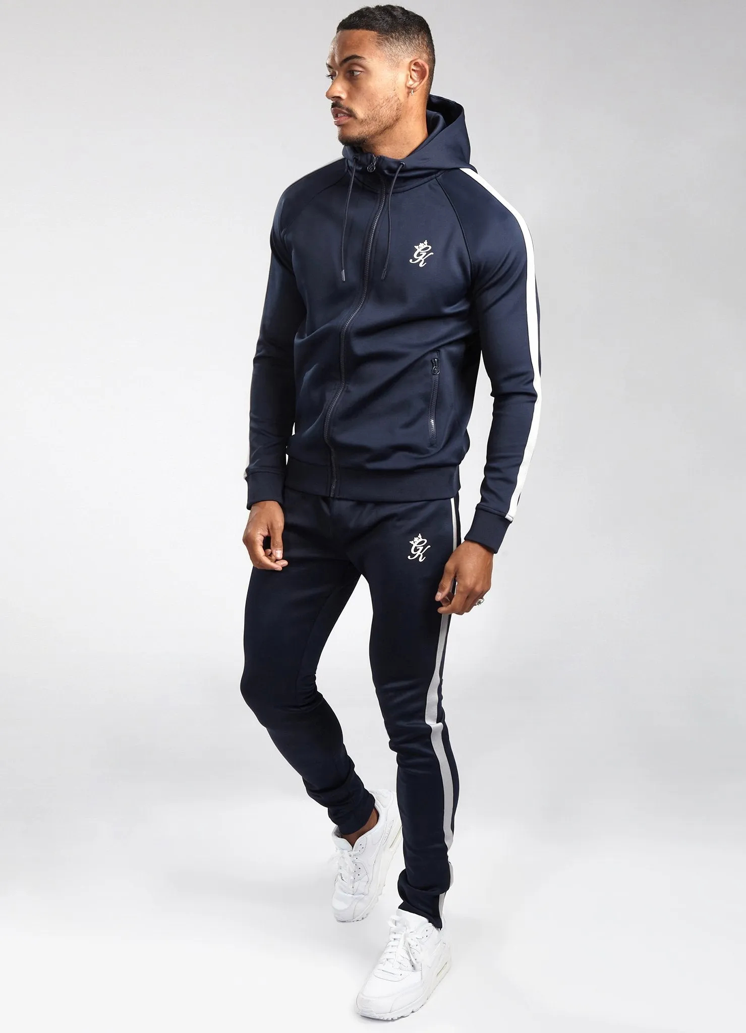 Gym King Basis Poly Tracksuit Set - Navy/Grey Marl