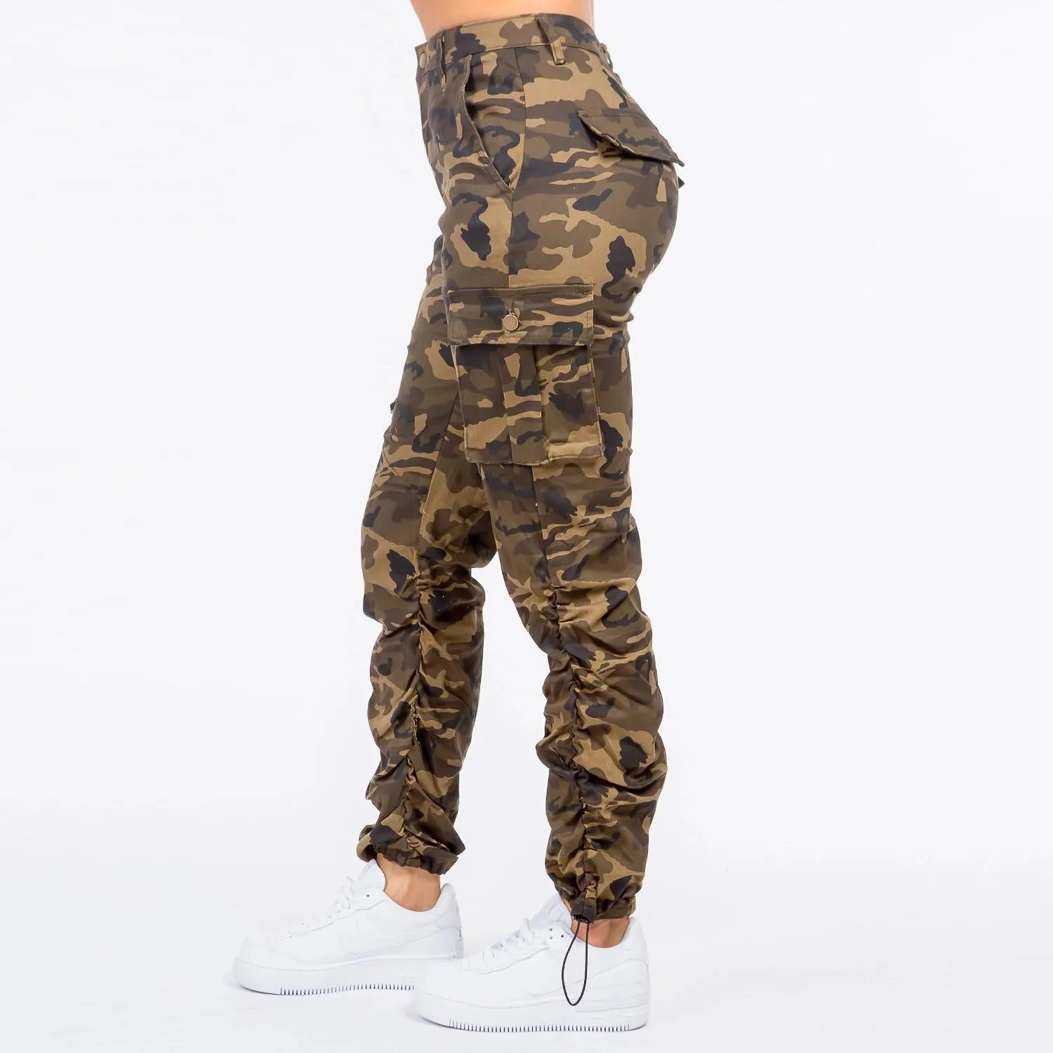 High Waist Shirred Leg Joggers