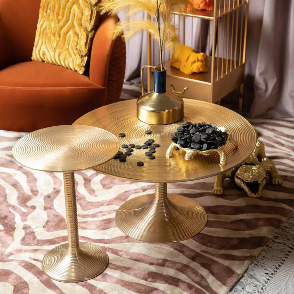 Hypnotising Round Coffee Table Gold