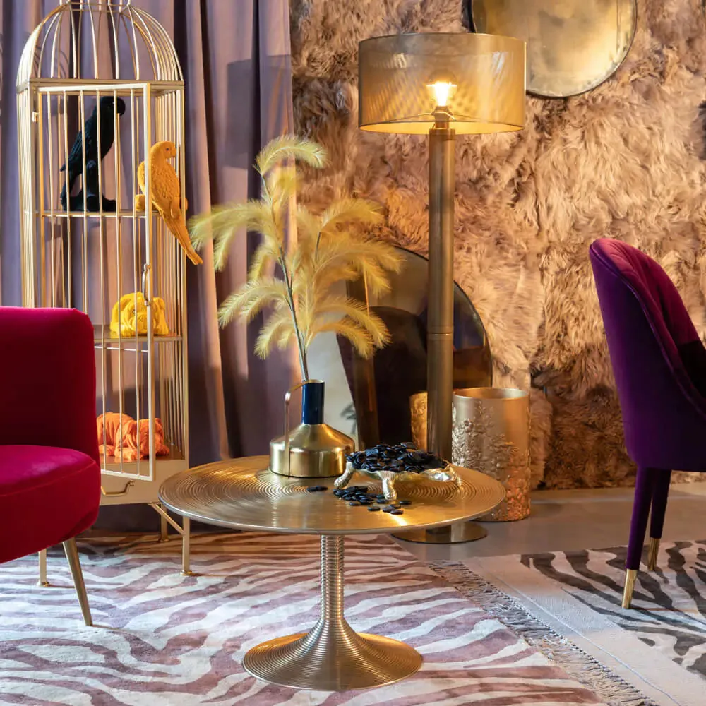 Hypnotising Round Coffee Table Gold