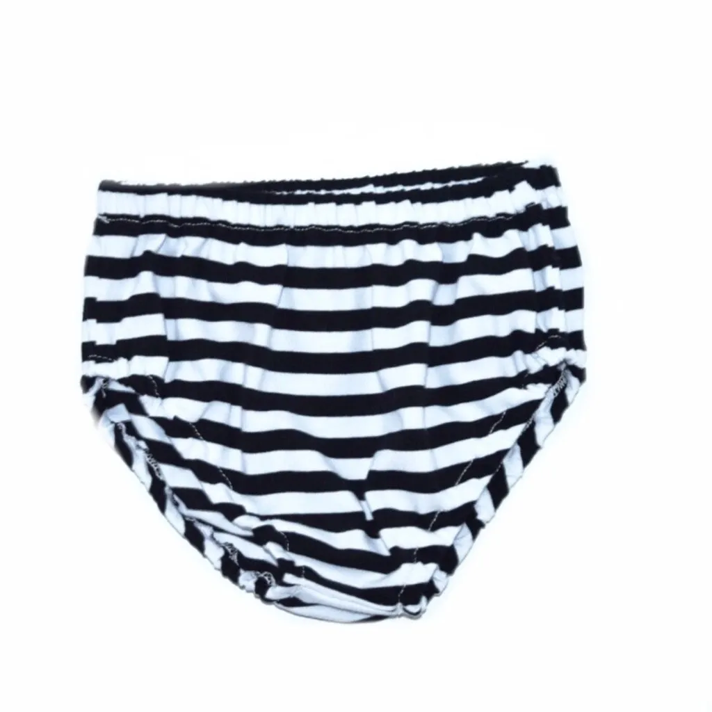 Infant Diaper Cover in Black and White Stripes