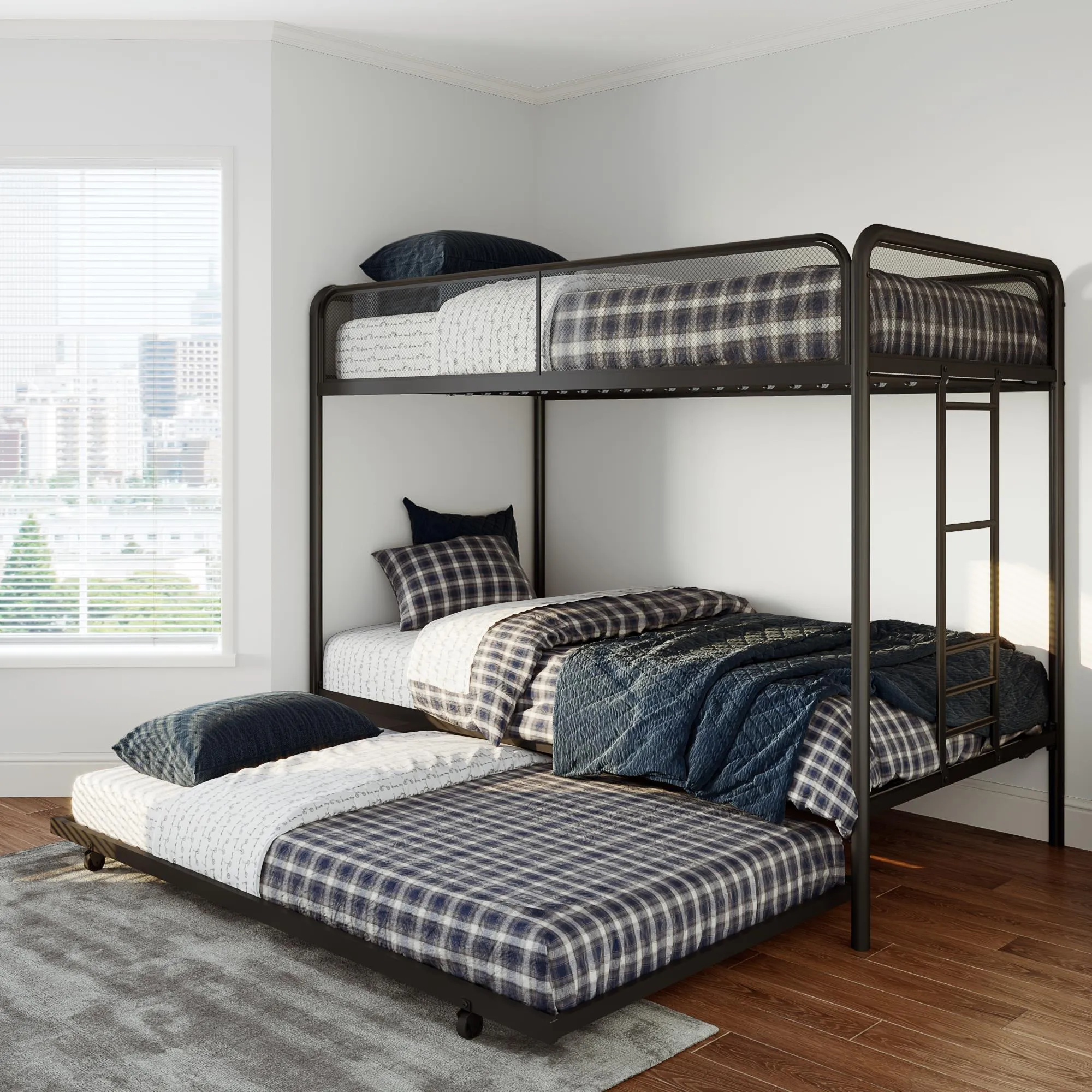 Isaiah Metal Bunk Bed with Trundle
