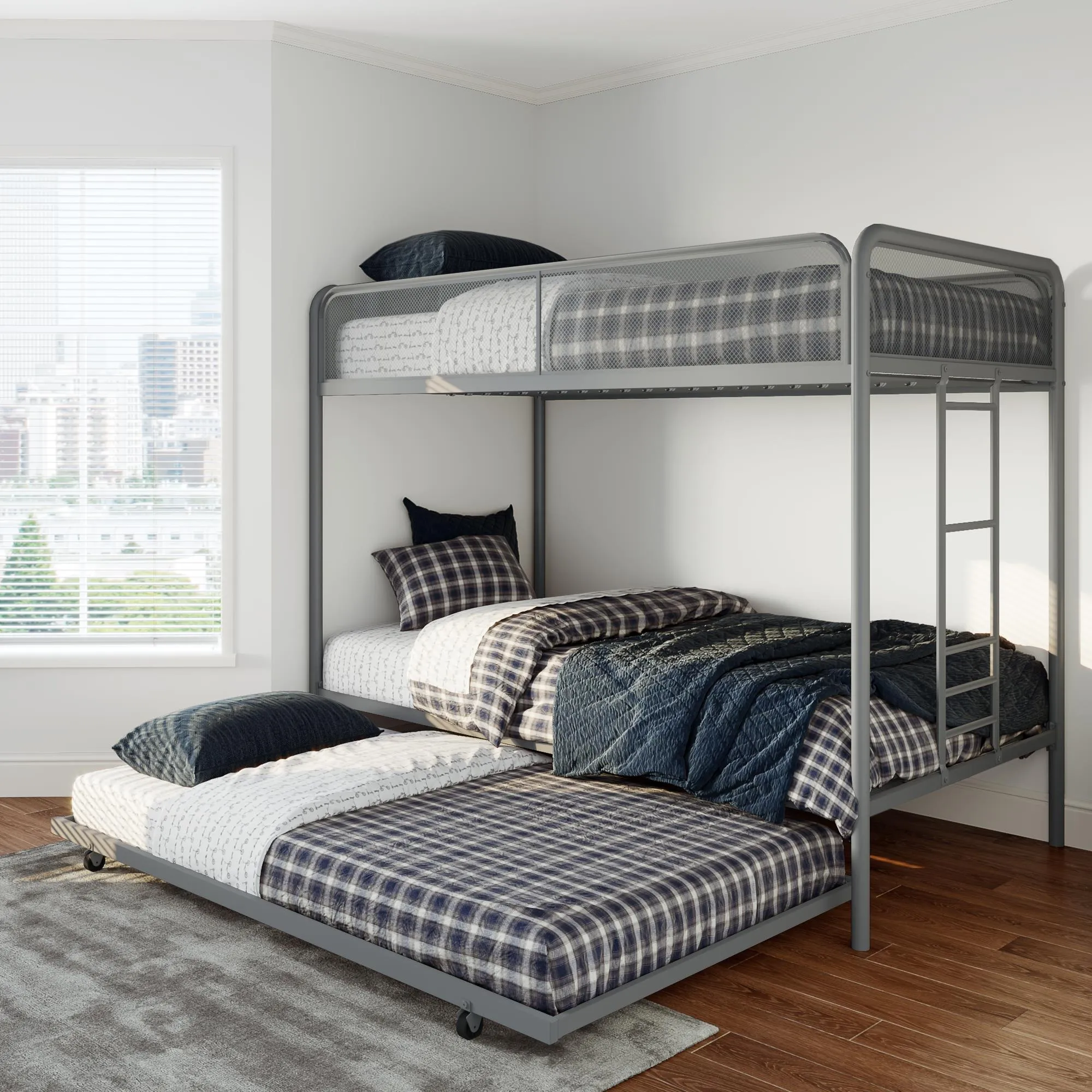 Isaiah Metal Bunk Bed with Trundle