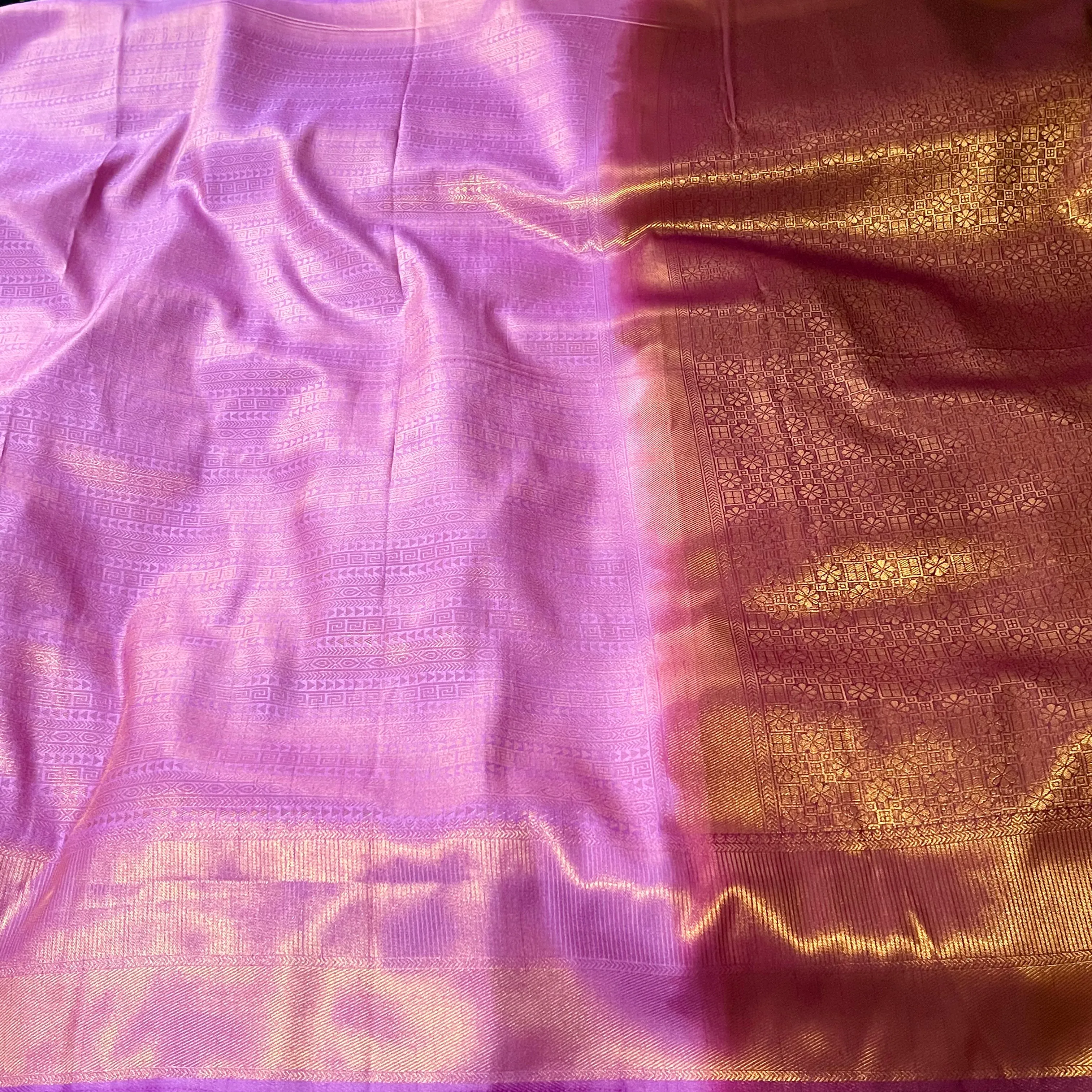 Lilac (Purple) & Maroon Soft Silk Banarasi Saree with stitched Blouse