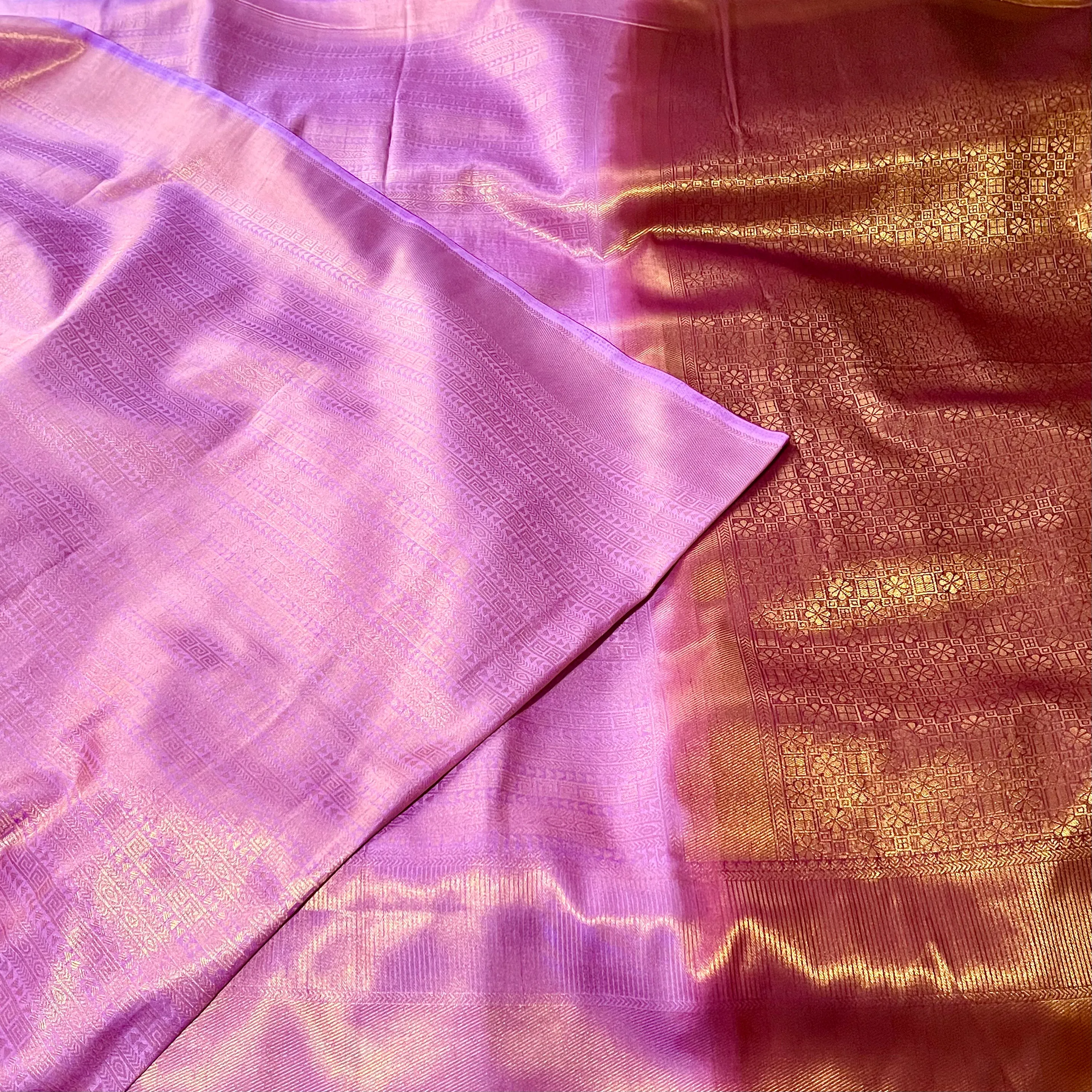 Lilac (Purple) & Maroon Soft Silk Banarasi Saree with stitched Blouse