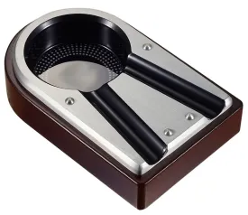 Lock Metal and Wood Cigar Ashtray