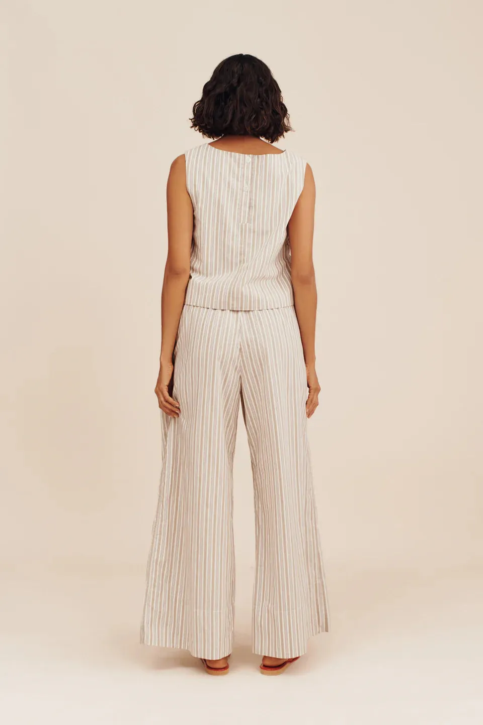 MABEL TOP IN BEIGE STRIPE