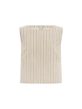 MABEL TOP IN BEIGE STRIPE