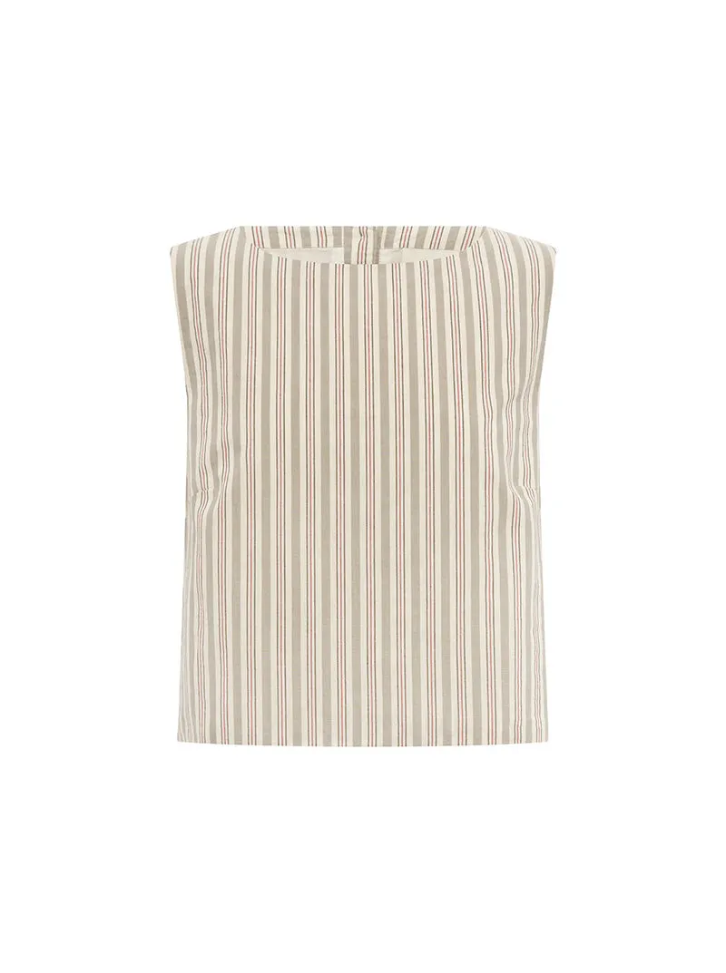 MABEL TOP IN BEIGE STRIPE