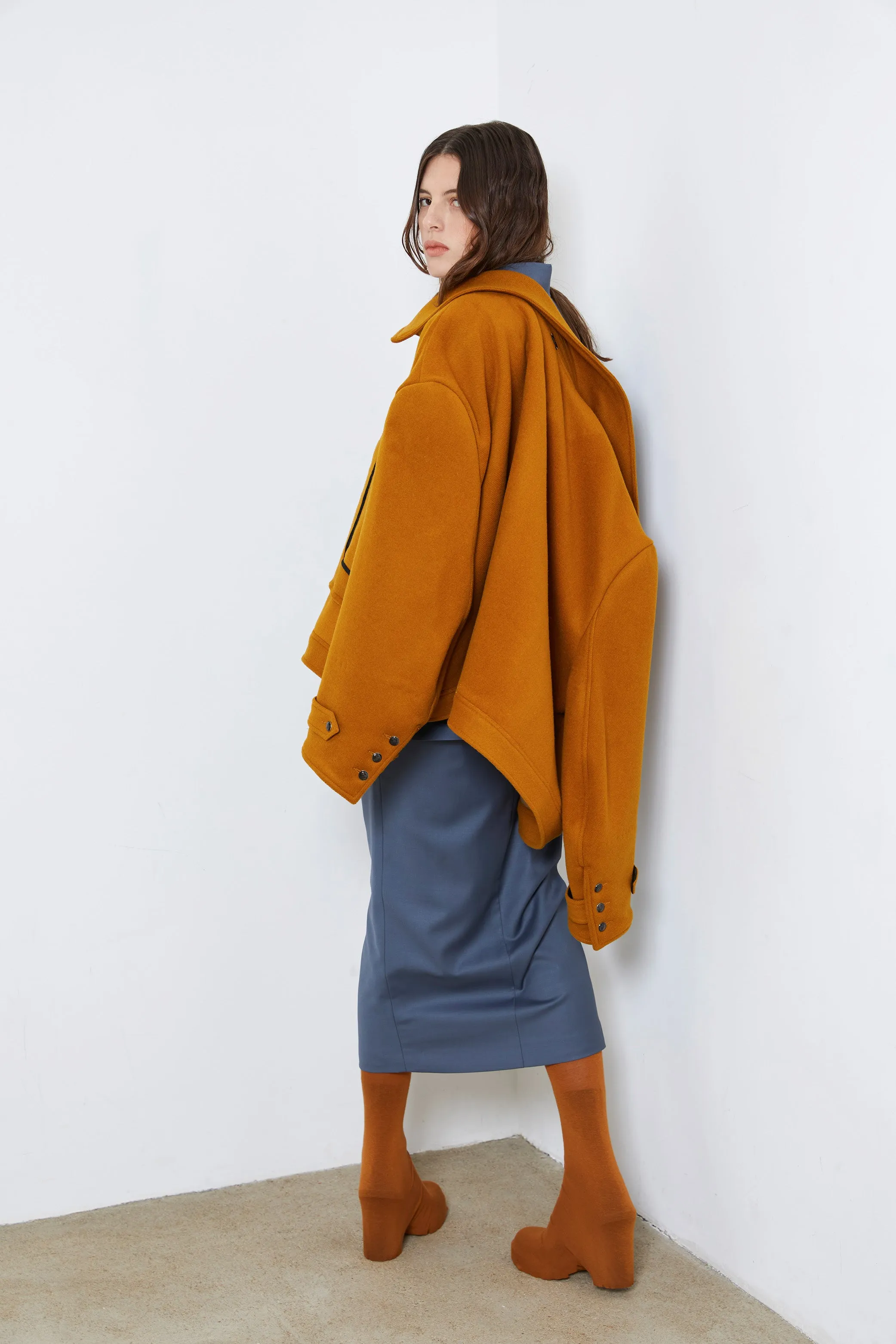 MARAIS ochre - wool unisex oversized jacket