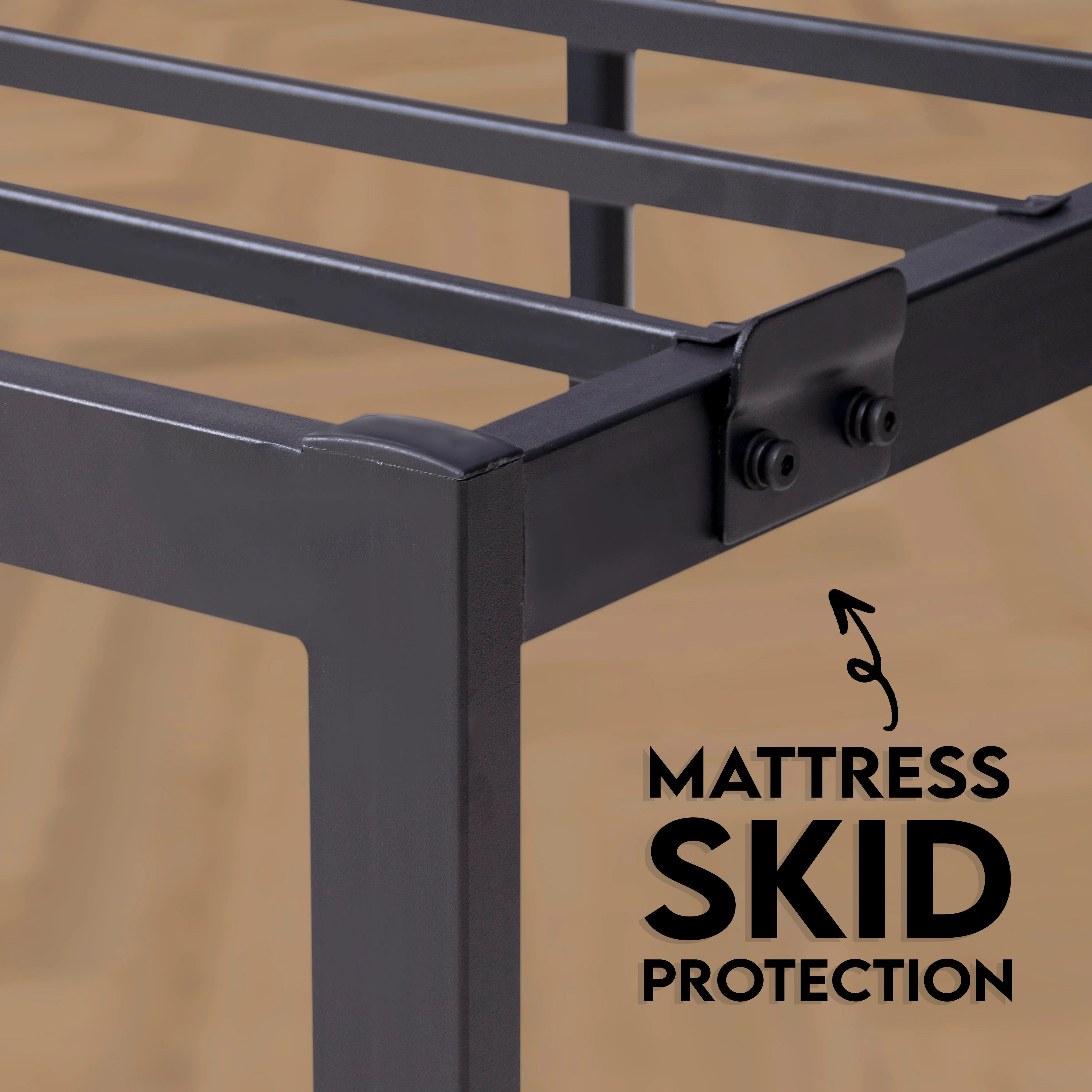 Modern Bed - Black, Metal Bed Frame