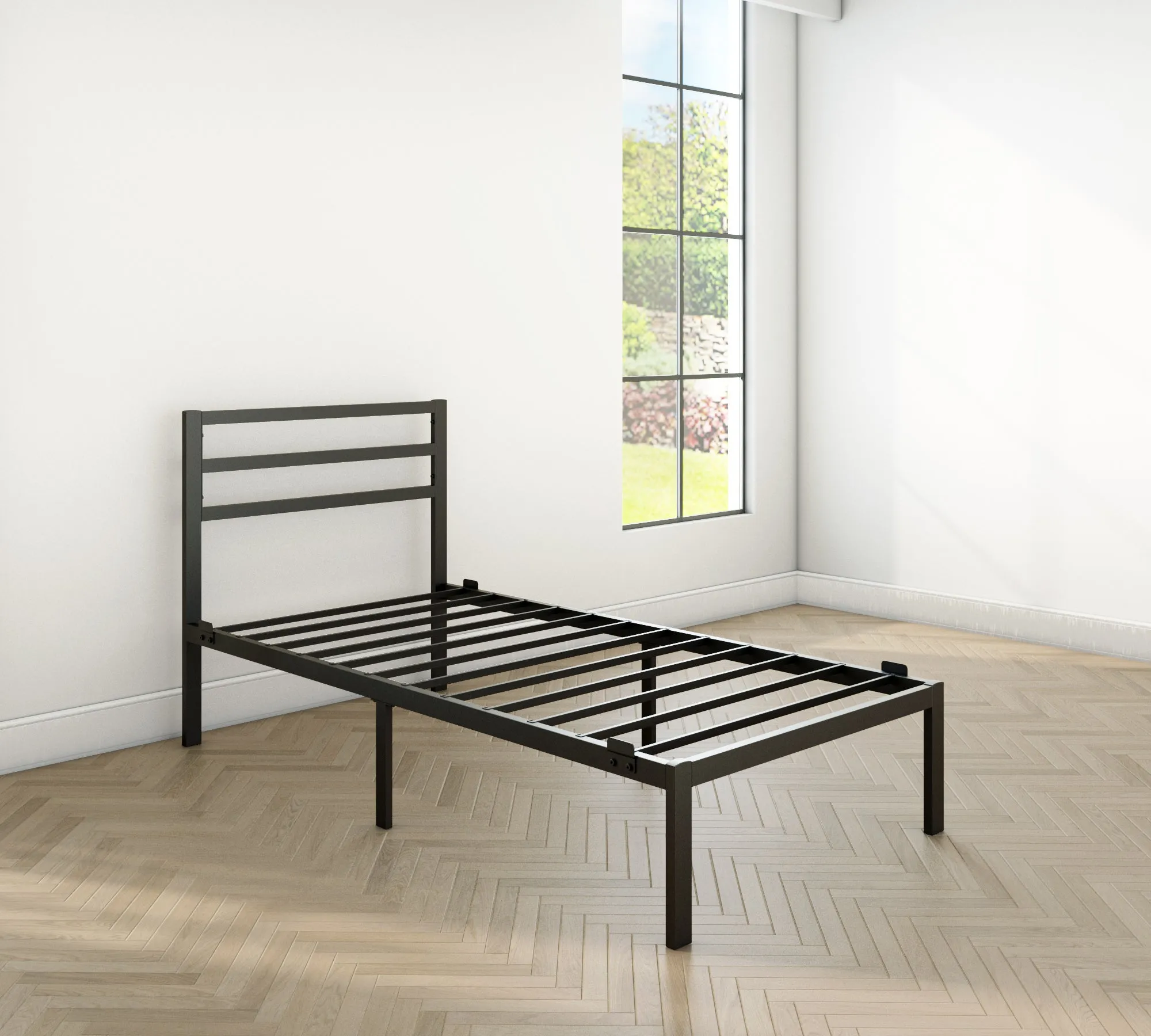 Modern Bed - Black, Metal Bed Frame