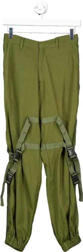 Motel Olive Green Strapped Cargo Trousers UK XS