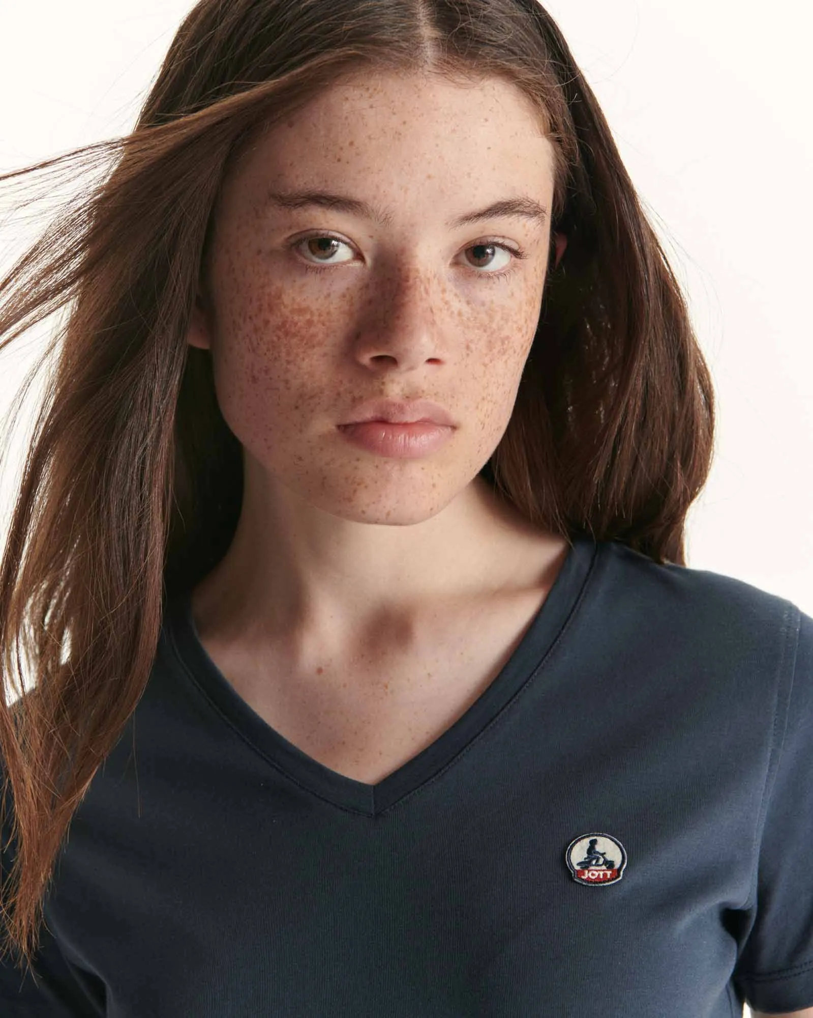 Navy Cancun single-size V-neck organic cotton T-shirt