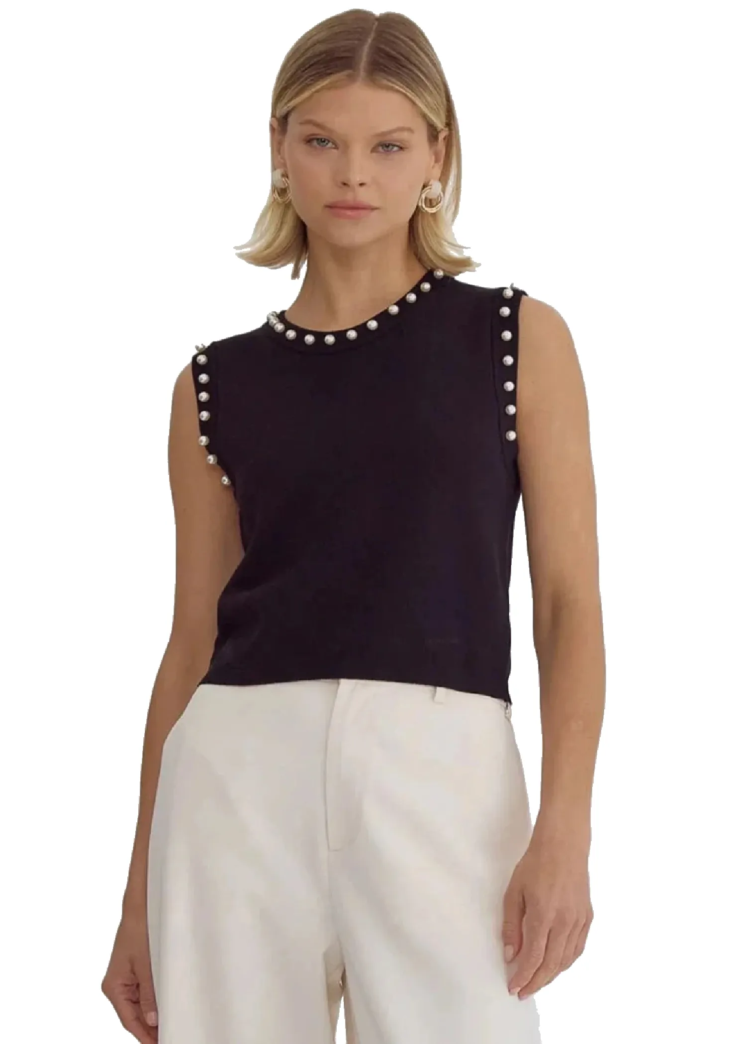 PEARLED SWEATER TANK
