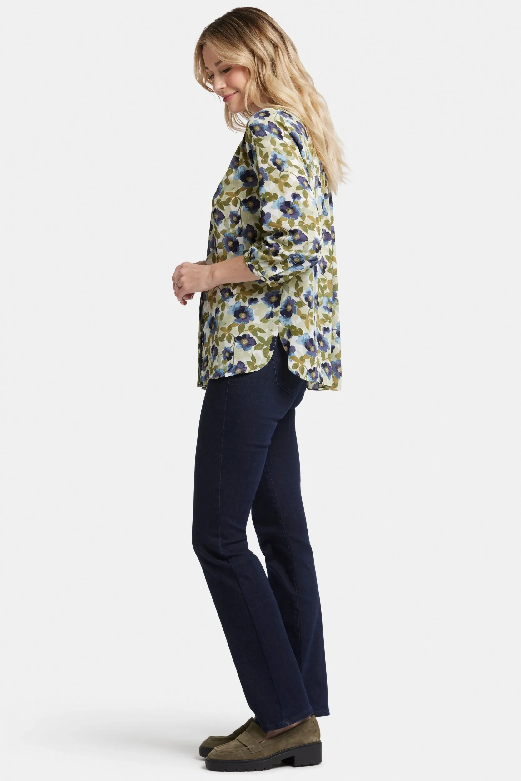 Pintuck Blouse Bloemenprint | Indigo Blooms