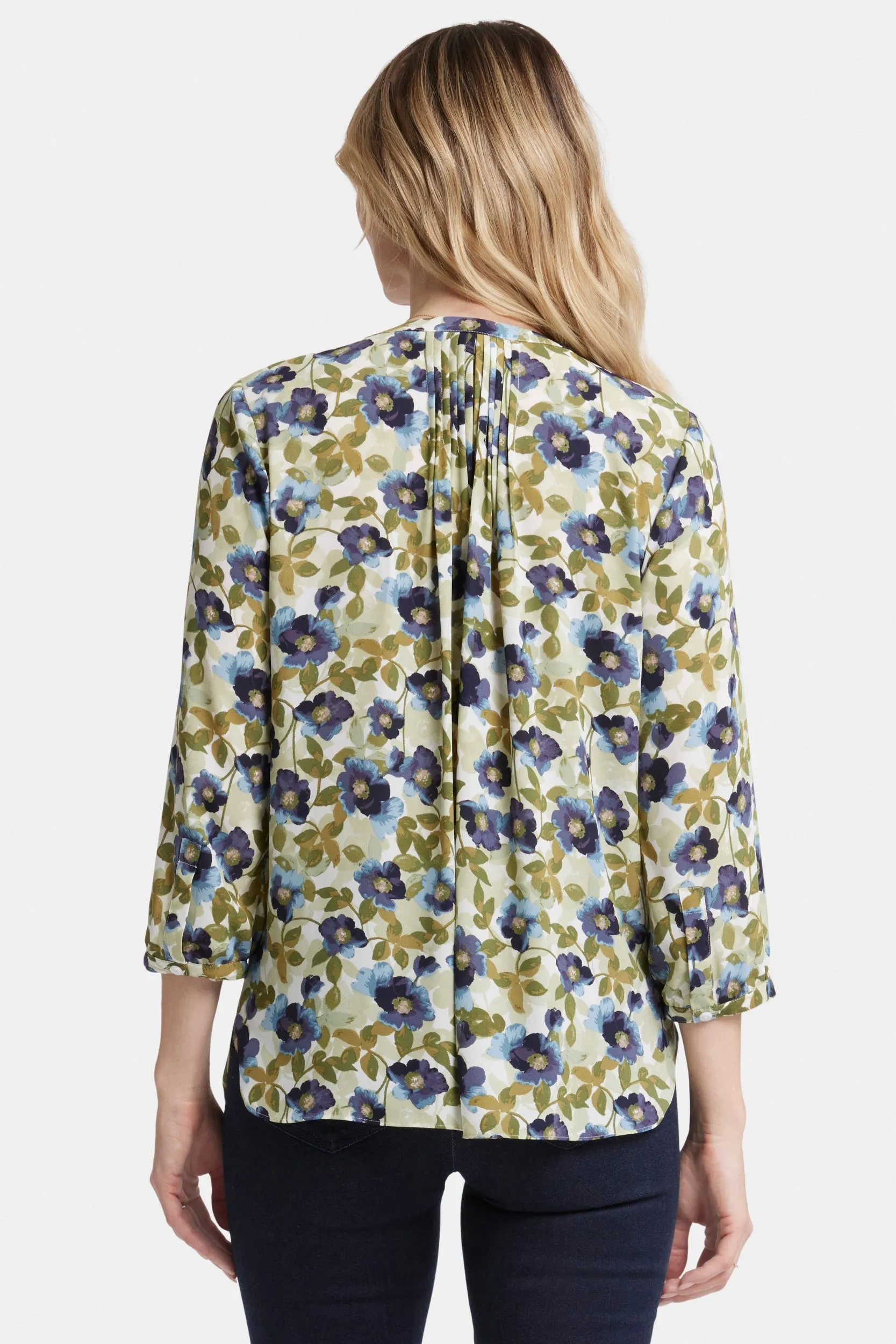 Pintuck Blouse Bloemenprint | Indigo Blooms