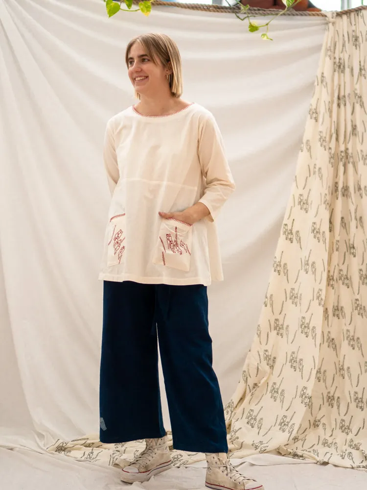 Pocket Tunic Top - People Gathering Print