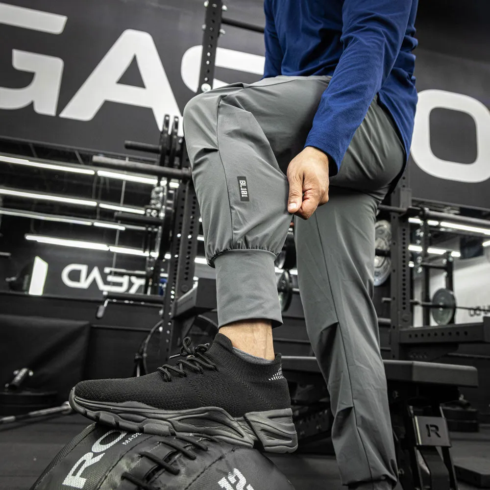 Mens Performance Gray Joggers with Long Cuffs for Enhanced Mobility and Comfort