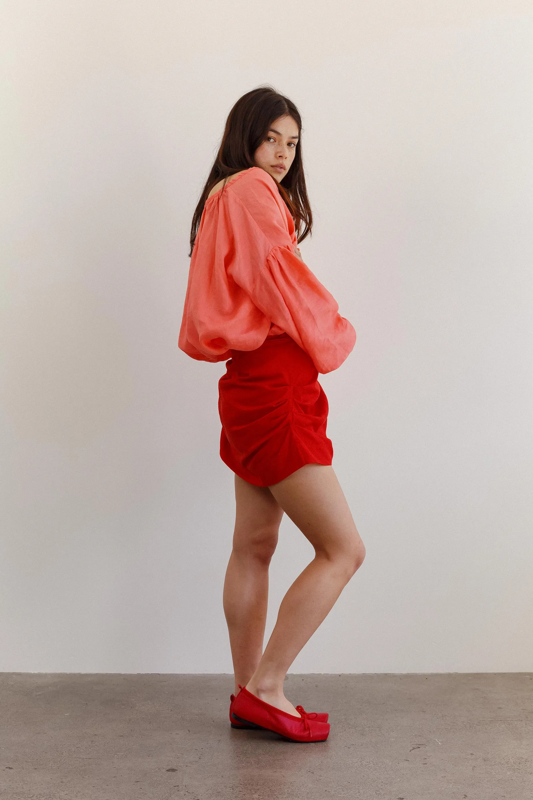 Puff Tencel Wrap Skirt
