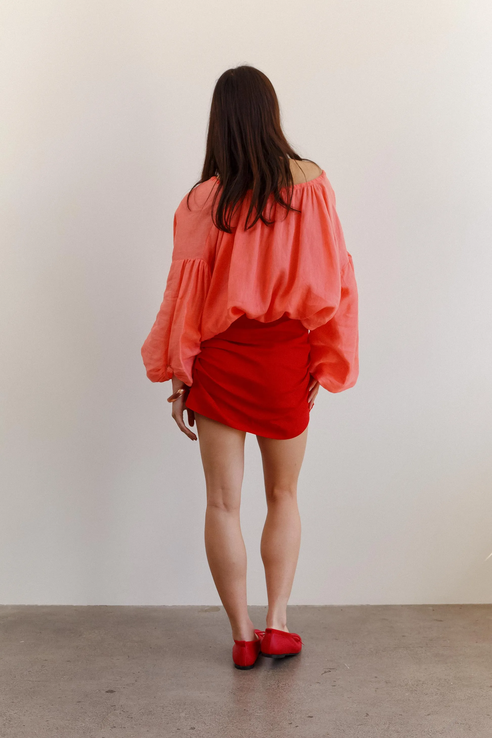 Puff Tencel Wrap Skirt