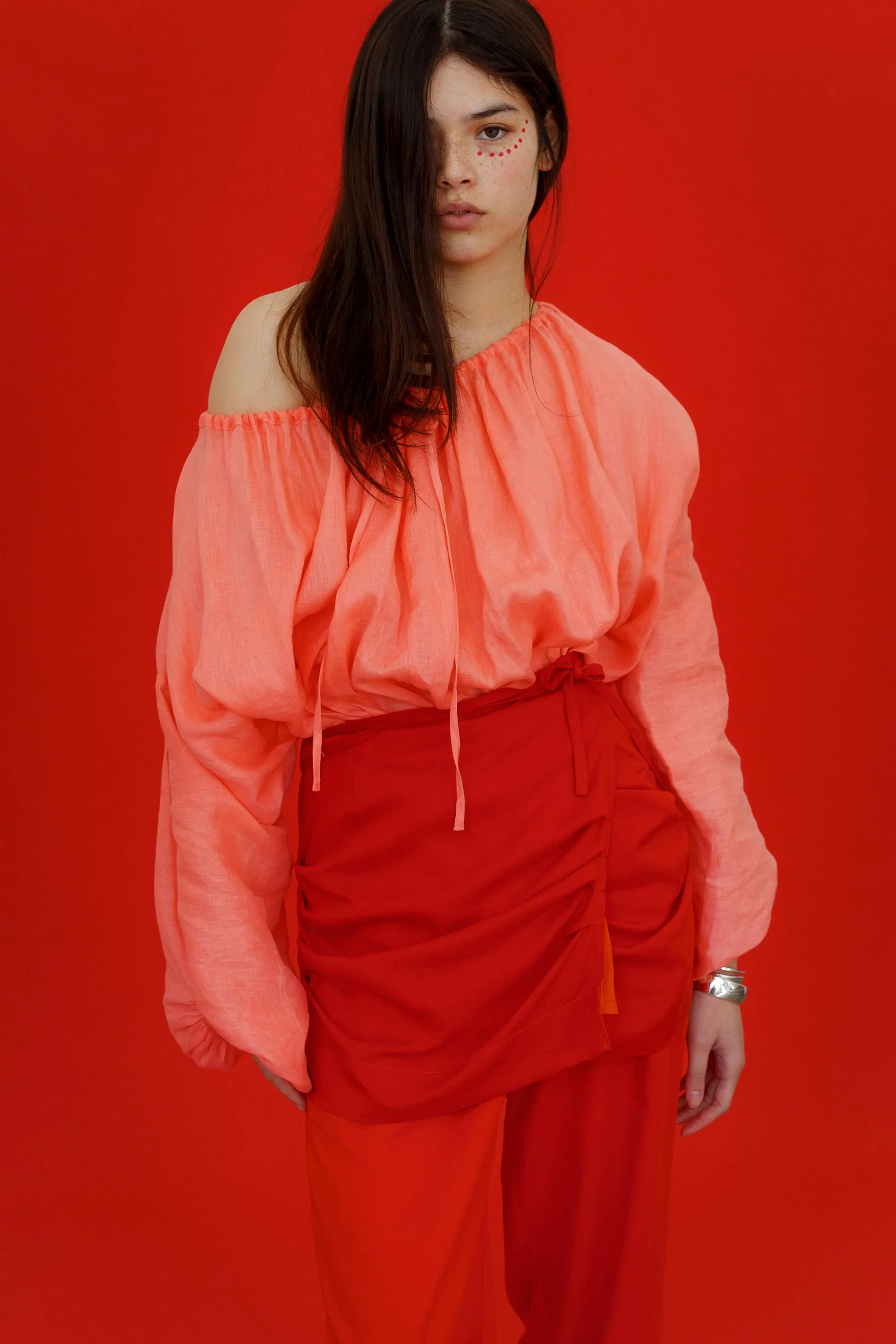 Puff Tencel Wrap Skirt