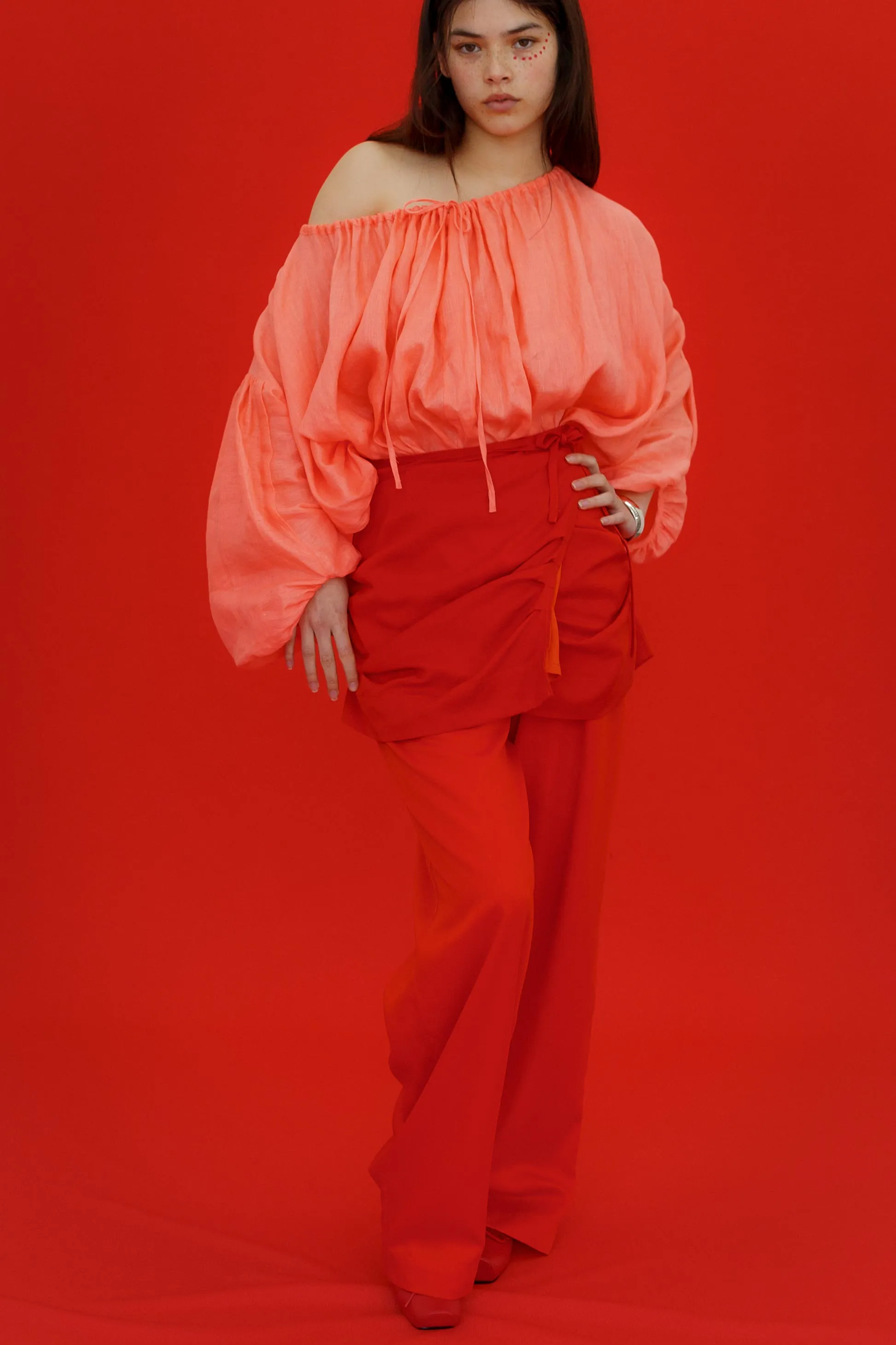 Puff Tencel Wrap Skirt