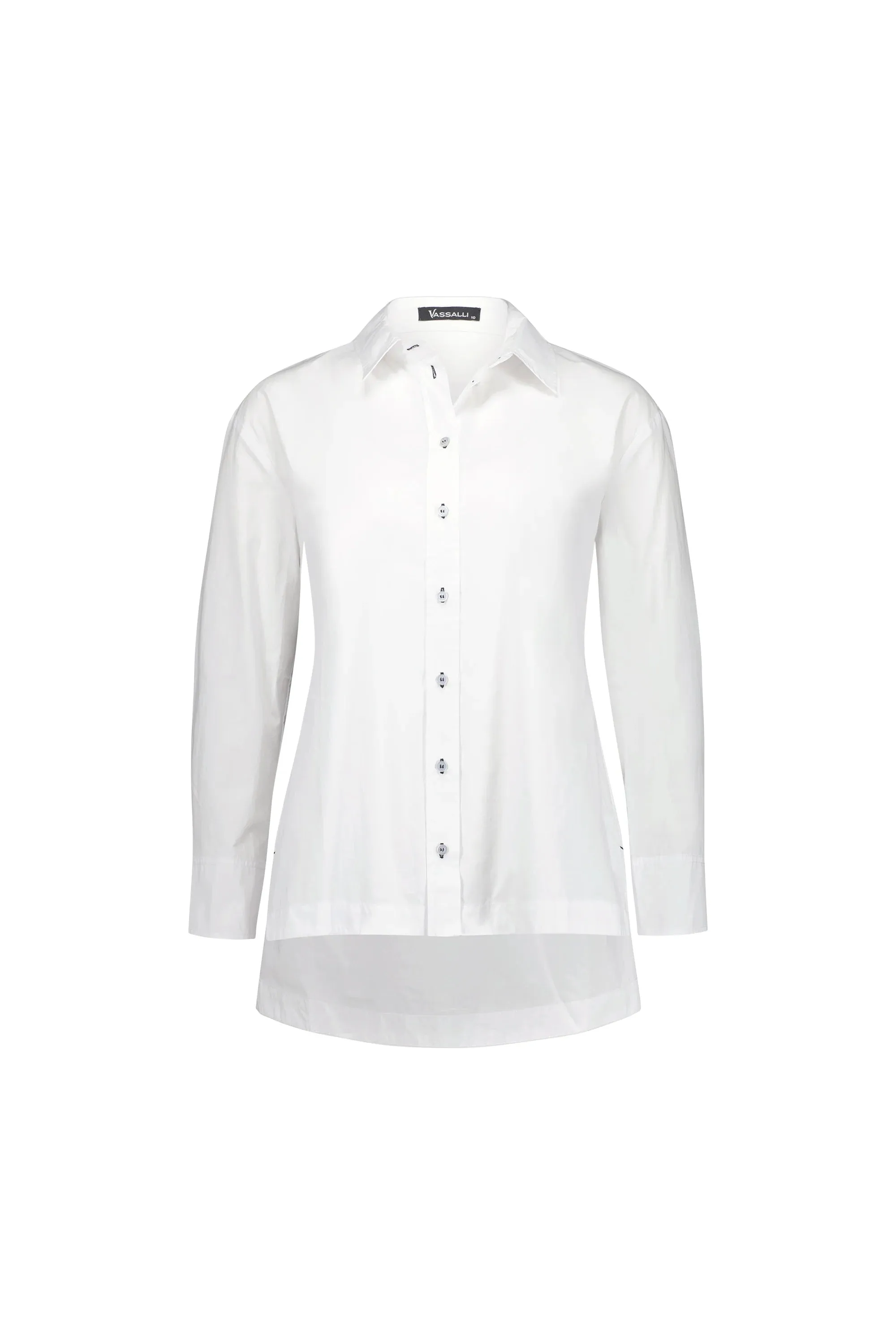 Shirt with Contrast Coloured Stitching and Side Splits -White