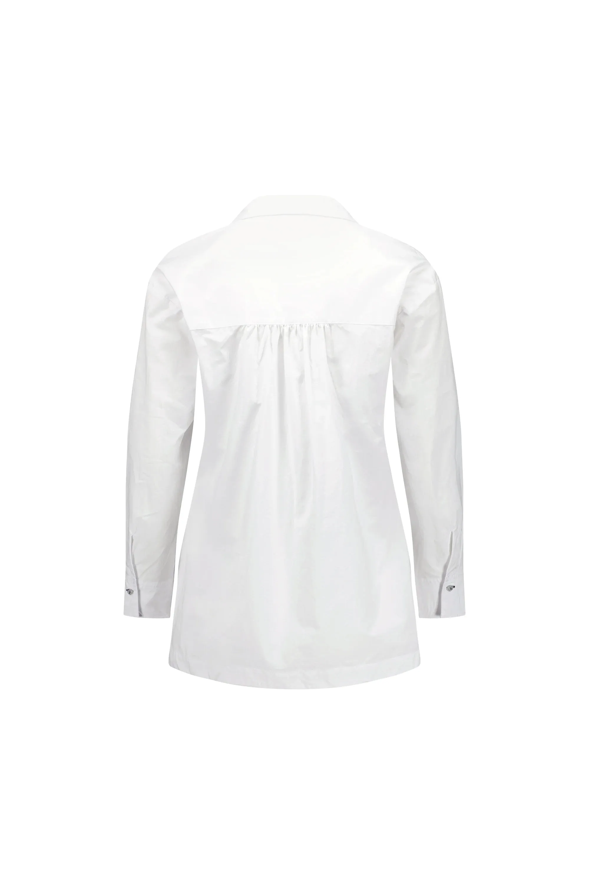 Shirt with Contrast Coloured Stitching and Side Splits -White