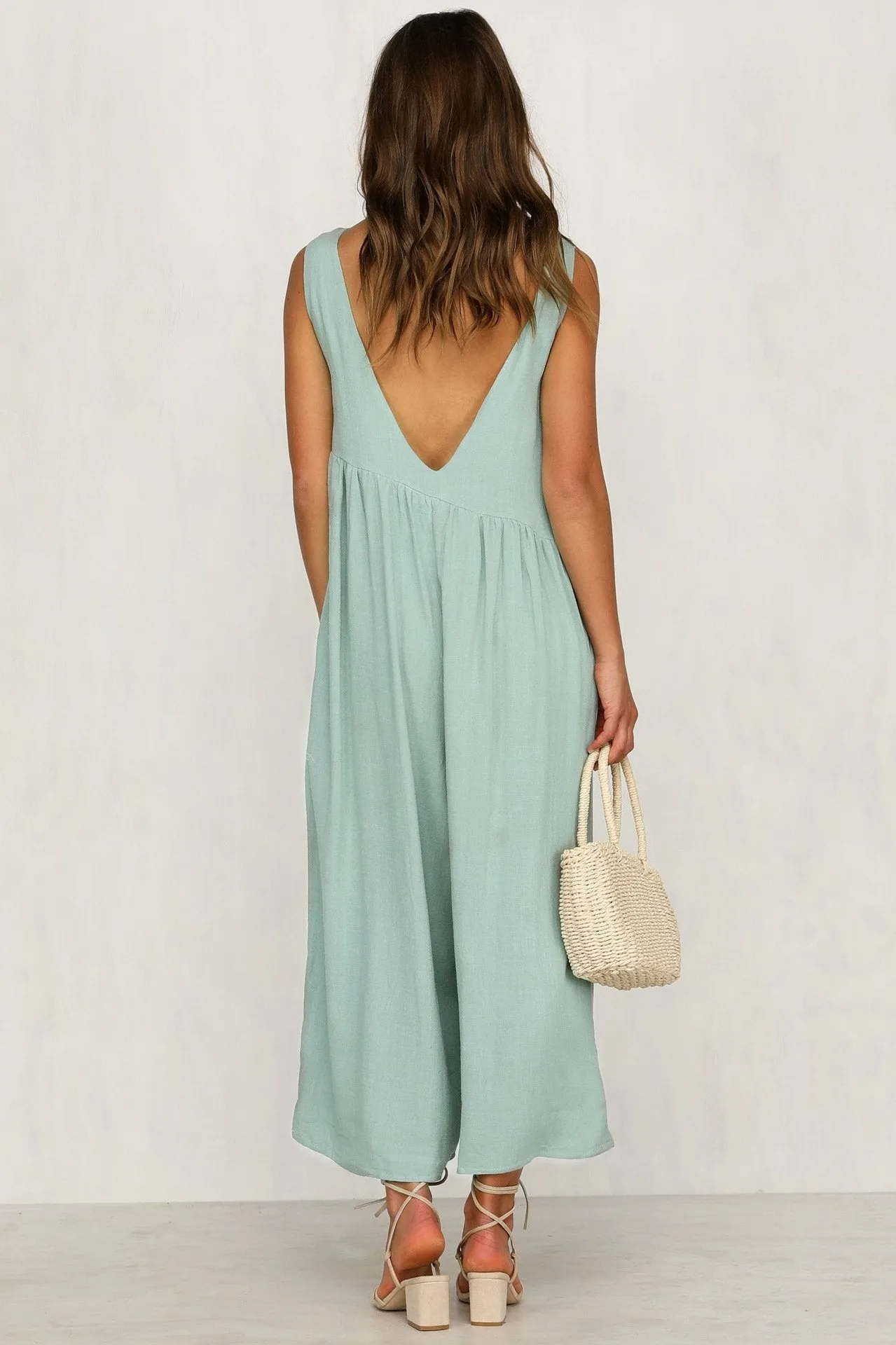 Sleeveless Backless Round Neck Jumpsuit