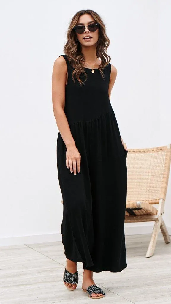 Sleeveless Backless Round Neck Jumpsuit