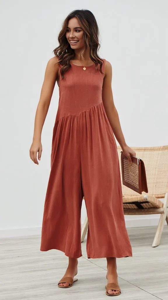 Sleeveless Backless Round Neck Jumpsuit