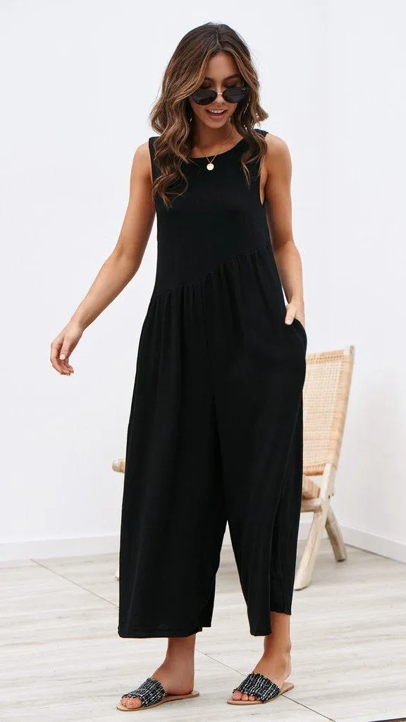 Sleeveless Backless Round Neck Jumpsuit