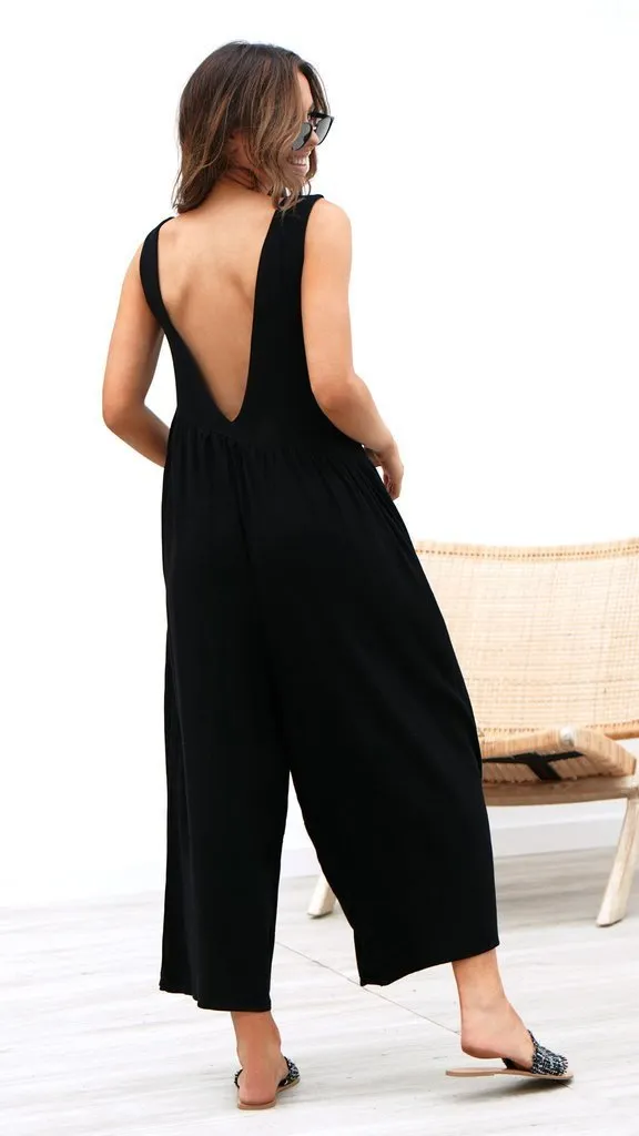 Sleeveless Backless Round Neck Jumpsuit