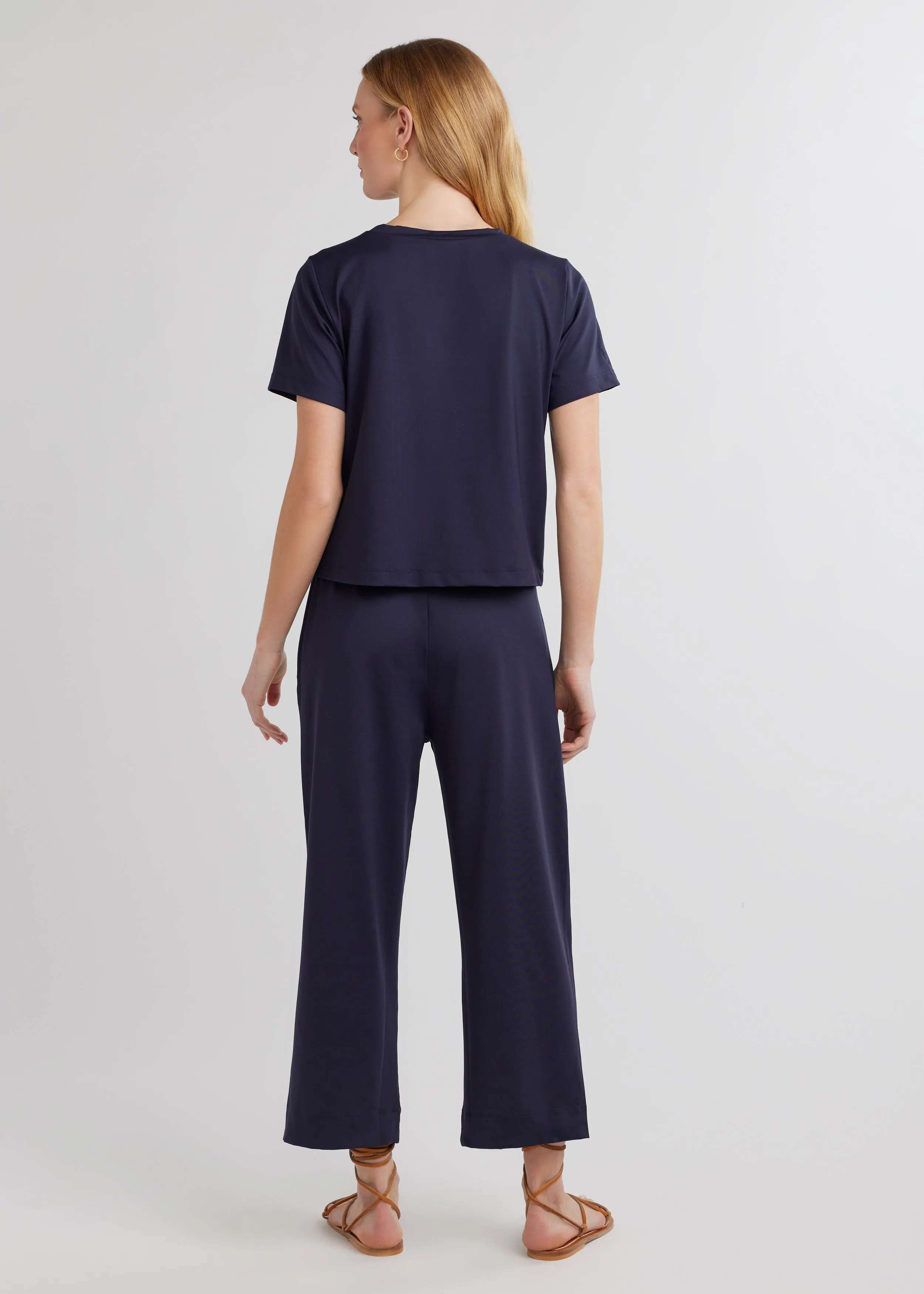 Surfside Crop Tee in Repreve® Stretch (Navy)