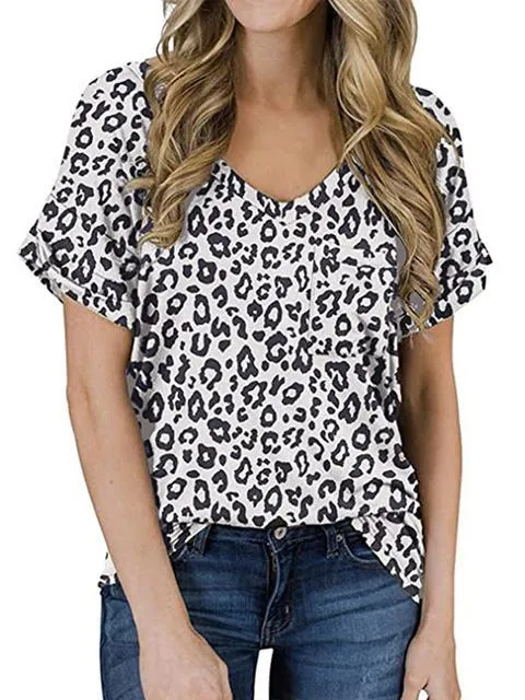 Tie-dye Print V-neck Loose Tops