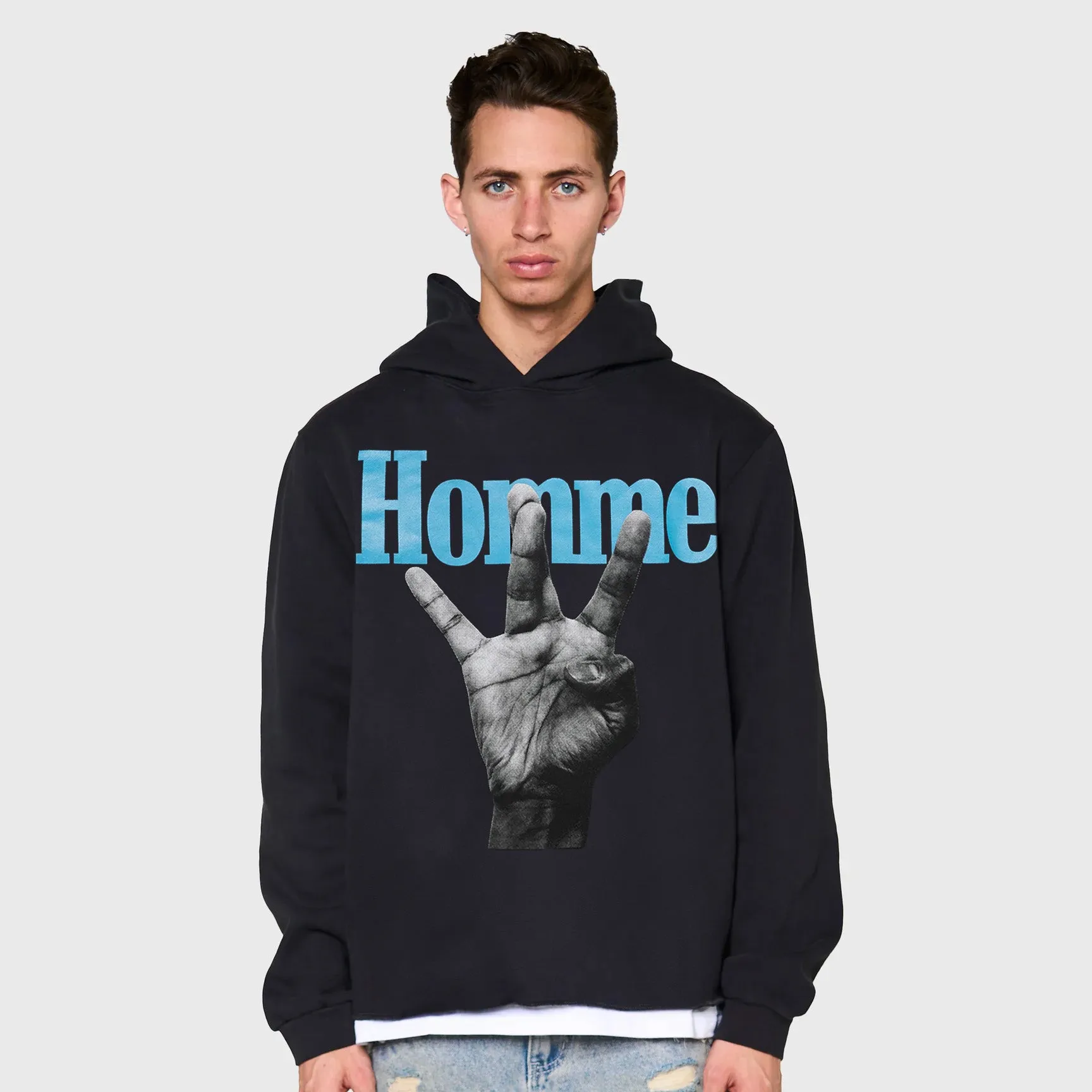 Twisted Fingers Hoodie Black with Blue and Pink