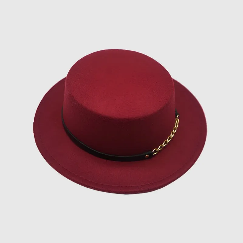 Unisex Solid Color Retro British Style Flat Top Hat