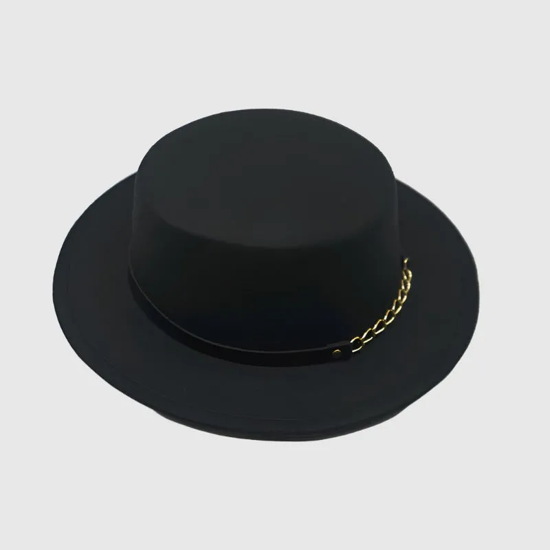 Unisex Solid Color Retro British Style Flat Top Hat