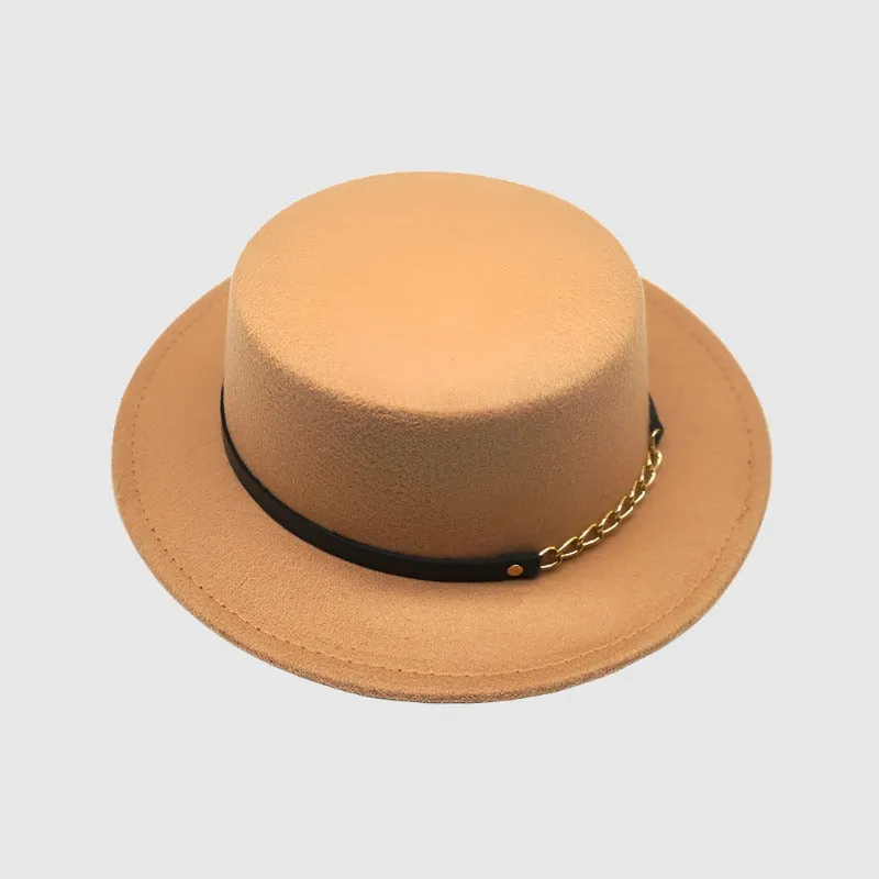 Unisex Solid Color Retro British Style Flat Top Hat