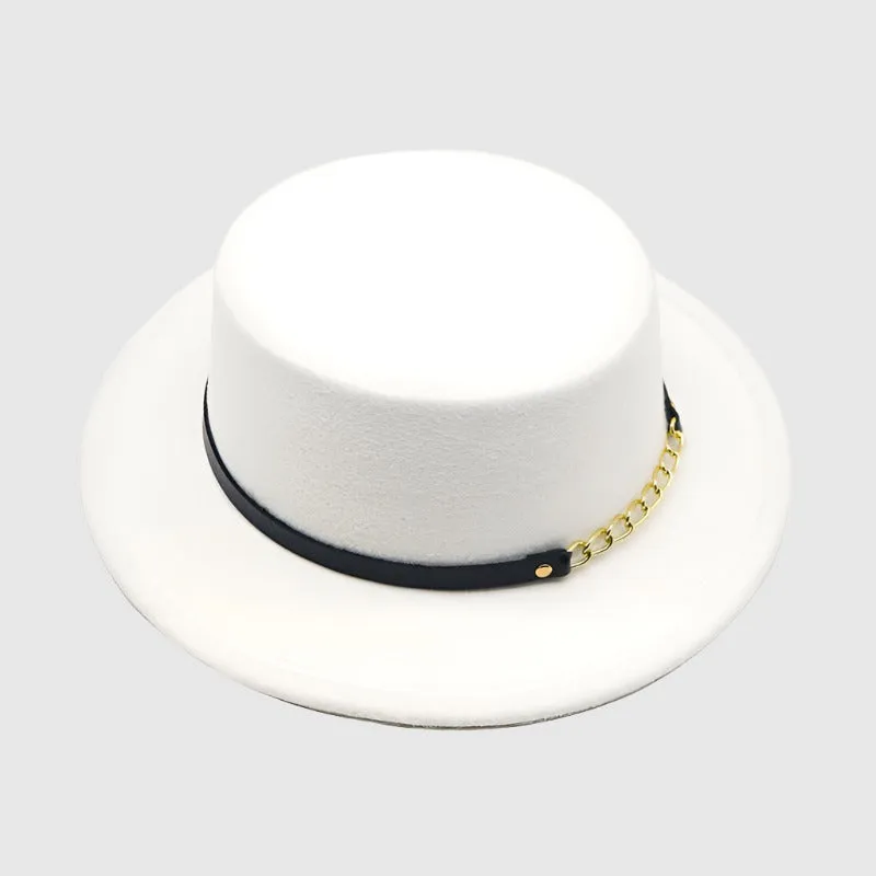 Unisex Solid Color Retro British Style Flat Top Hat