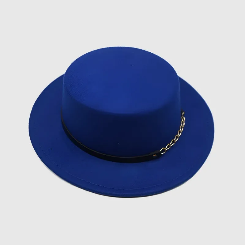 Unisex Solid Color Retro British Style Flat Top Hat