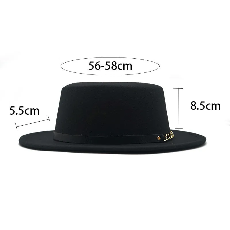 Unisex Solid Color Retro British Style Flat Top Hat