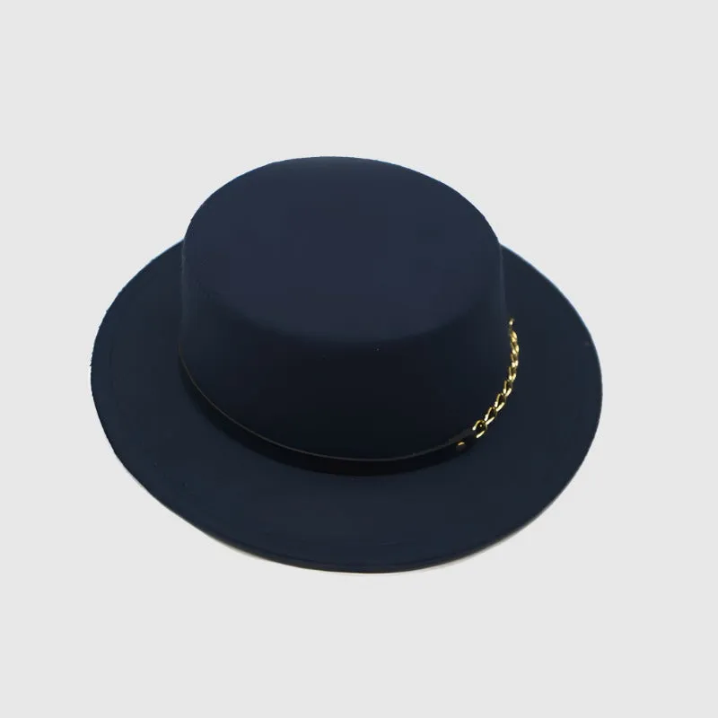 Unisex Solid Color Retro British Style Flat Top Hat