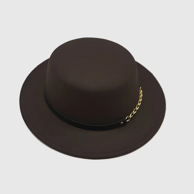 Unisex Solid Color Retro British Style Flat Top Hat