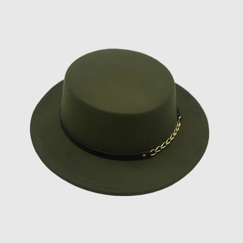 Unisex Solid Color Retro British Style Flat Top Hat