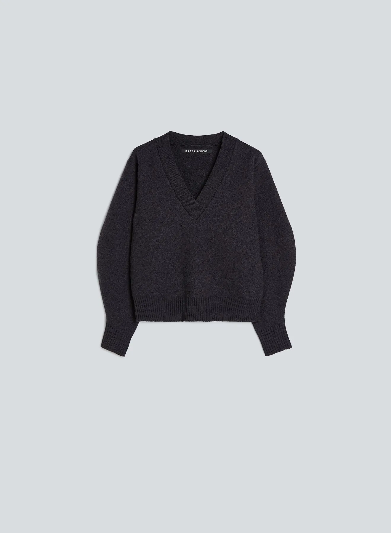 V-Sweater boiled wool | dark grey
